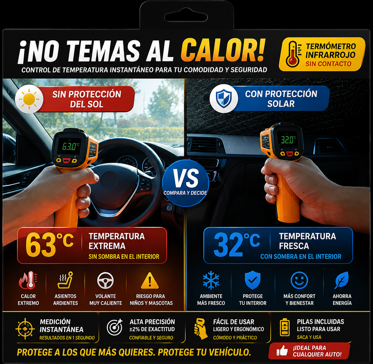Parasol Tipo Paraguas para Coche | Reduce el Calor y Protege el Interior