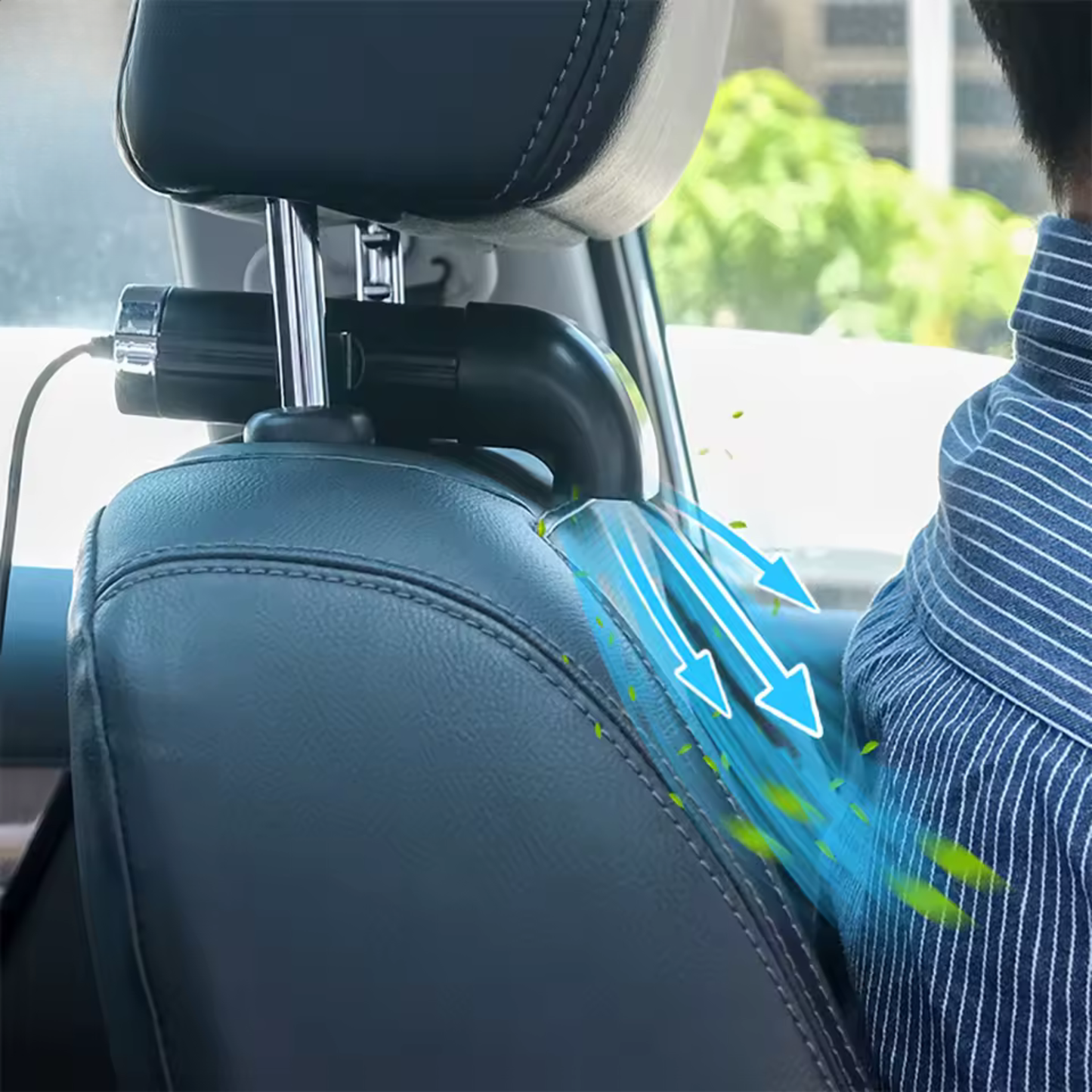 Ventilador para respaldo de asiento coche plegable y silencioso, con tres niveles de velocidad ajustables