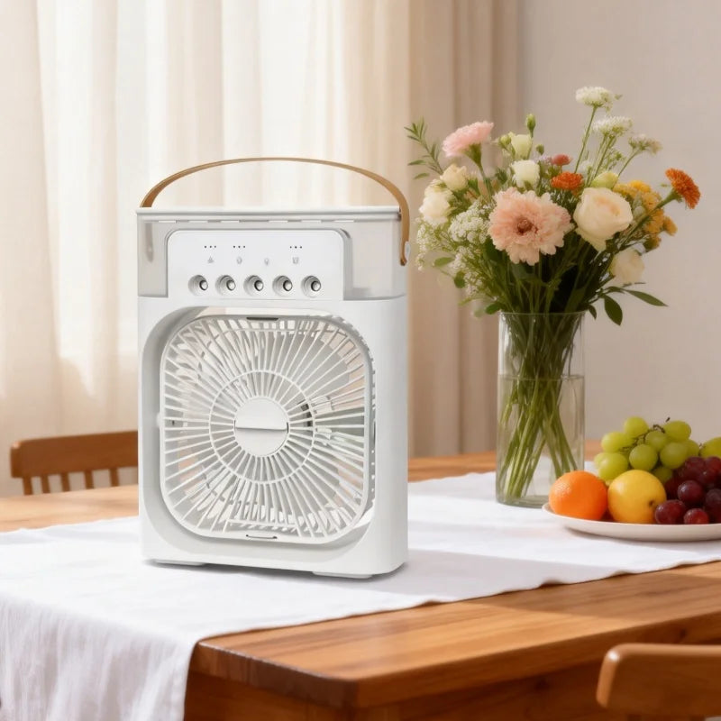 Ventilador 3 en 1 con función de aire, humidificador y luz LED nocturna